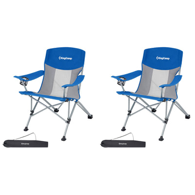 KingCamp Lightweight Foldable Outdoor Camping Lounger Chair, 2 Pack, Blue/Grey