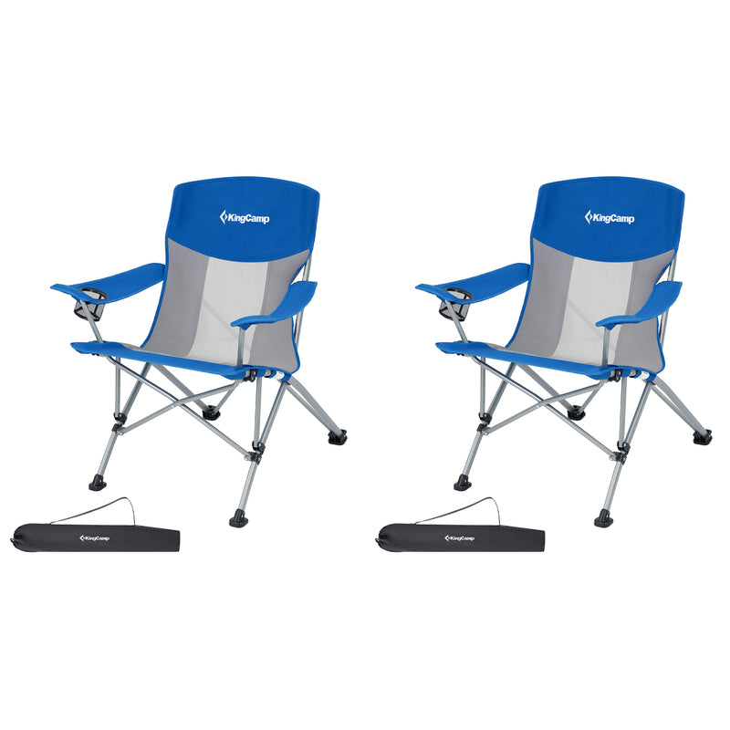 KingCamp Lightweight Foldable Outdoor Camping Lounger Chair, 2 Pack, Blue/Grey