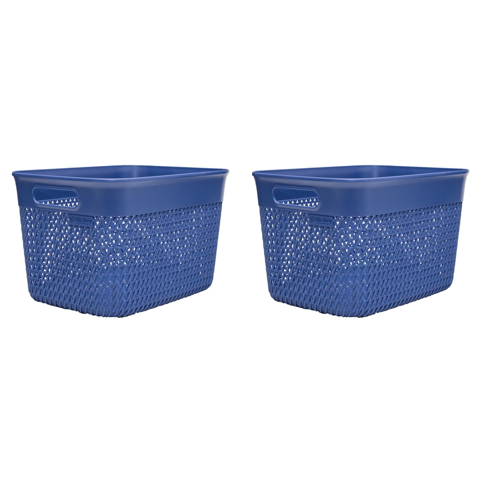 Life Story Lightweight Heavy Duty Storage Woven Trendy Basket, 2 Pack, Blue - VMInnovations