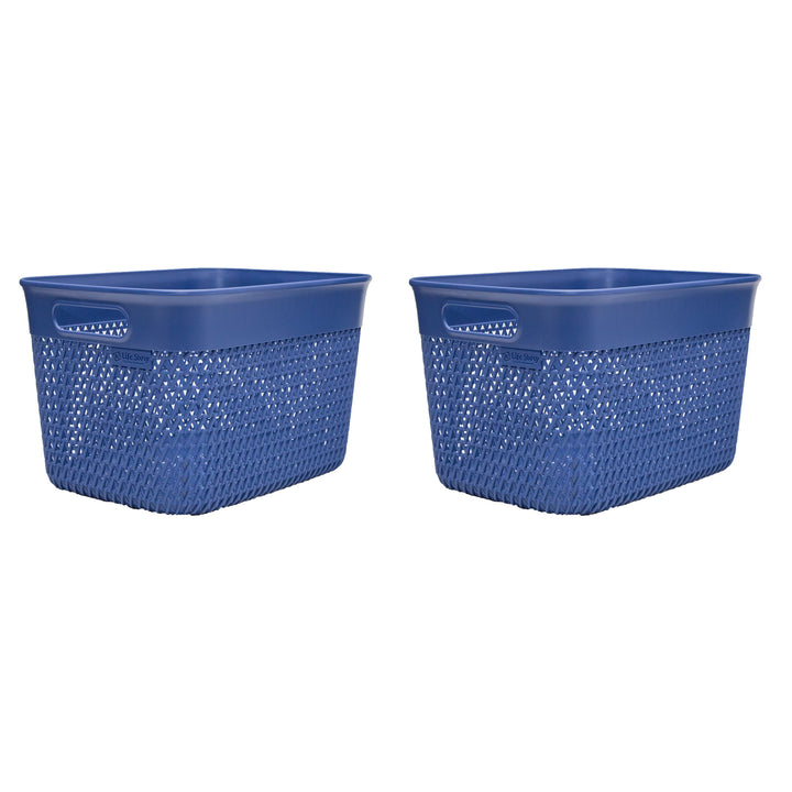 Life Story Lightweight Heavy Duty Storage Woven Trendy Basket, 2 Pack, Blue