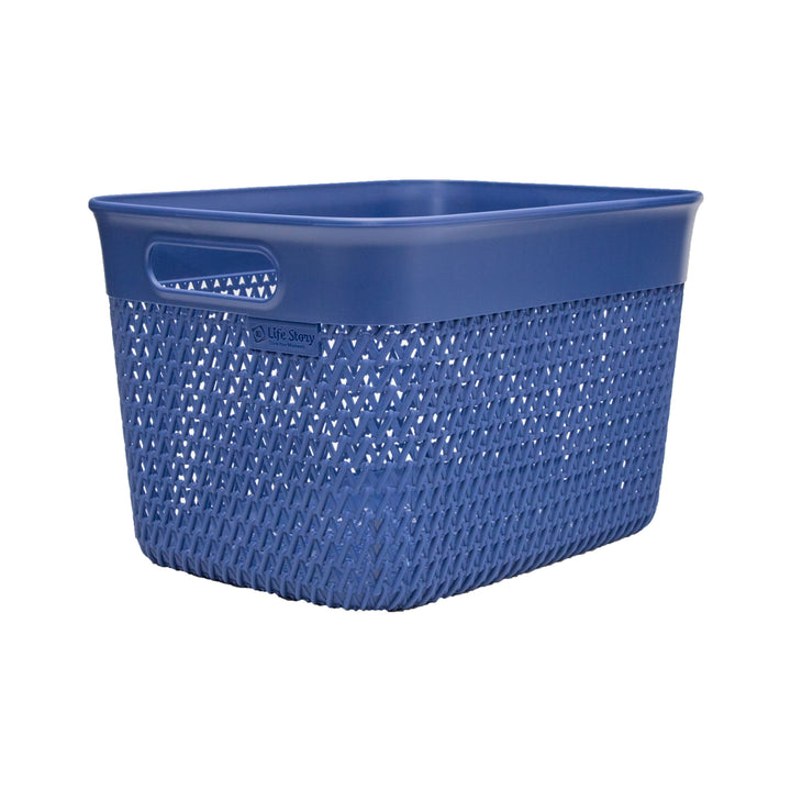 Life Story Lightweight Heavy Duty Storage Woven Trendy Basket, 2 Pack, Blue