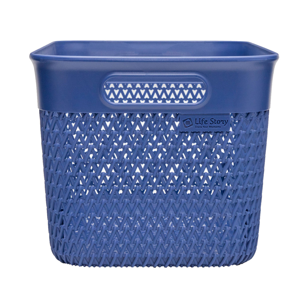 Life Story Lightweight Heavy Duty Storage Woven Trendy Basket, 2 Pack, Blue