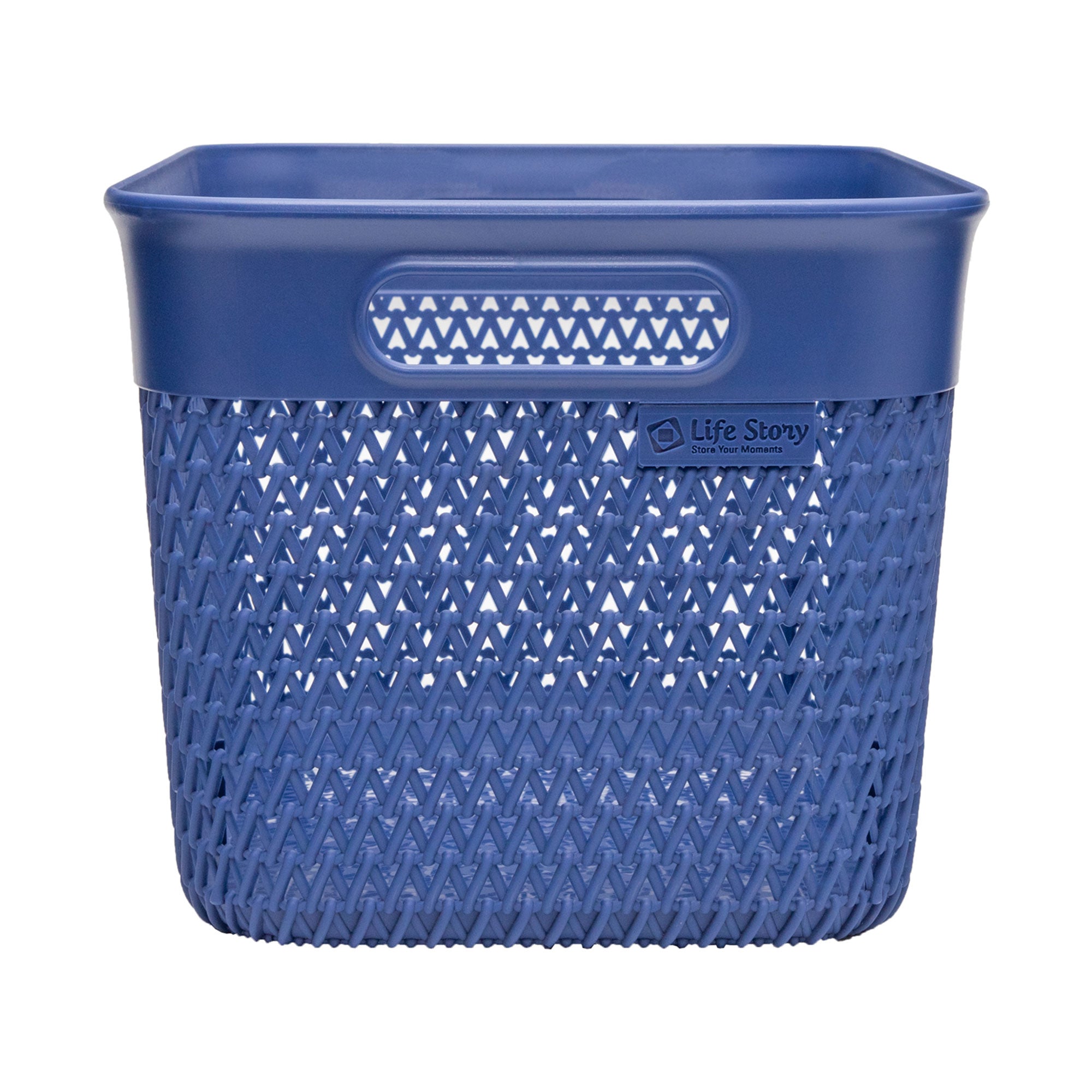 Life Story Lightweight Heavy Duty Storage Woven Trendy Basket, 2 Pack, Blue - VMInnovations