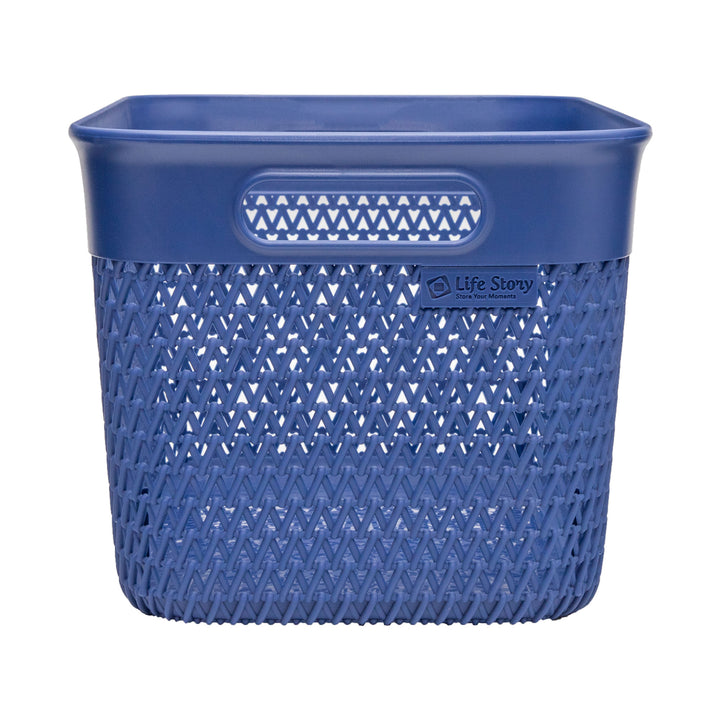 Life Story Lightweight Heavy Duty Storage Woven Trendy Basket, 2 Pack, Blue