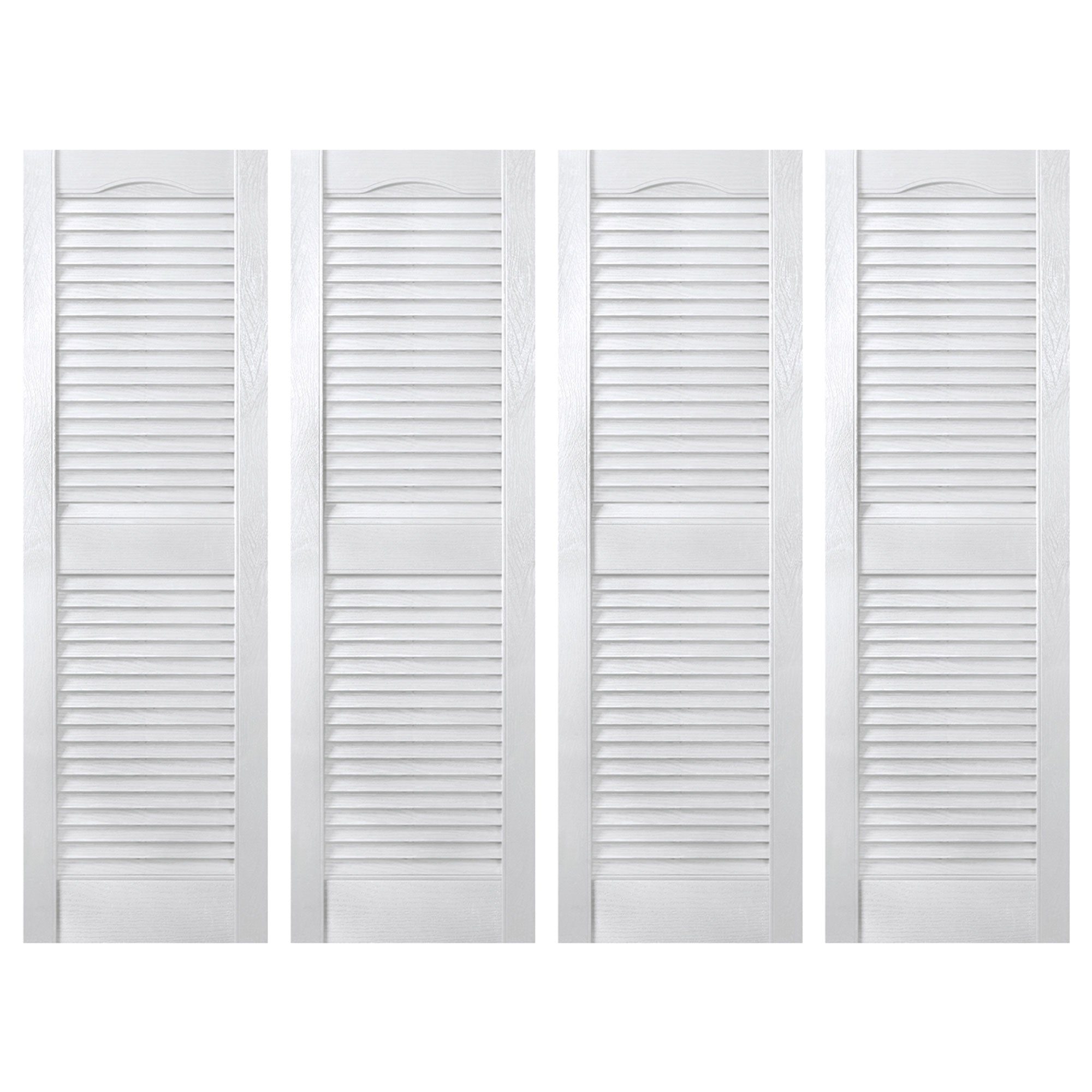 Plastic Development Group 14x55" Exterior Vinyl Louvered Shutters, 4 Pack, White