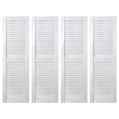 Plastic Development Group 14x55" Exterior Vinyl Louvered Shutters, 4 Pack, White