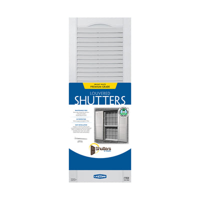 Plastic Development Group 14x55" Exterior Vinyl Louvered Shutters, 4 Pack, White