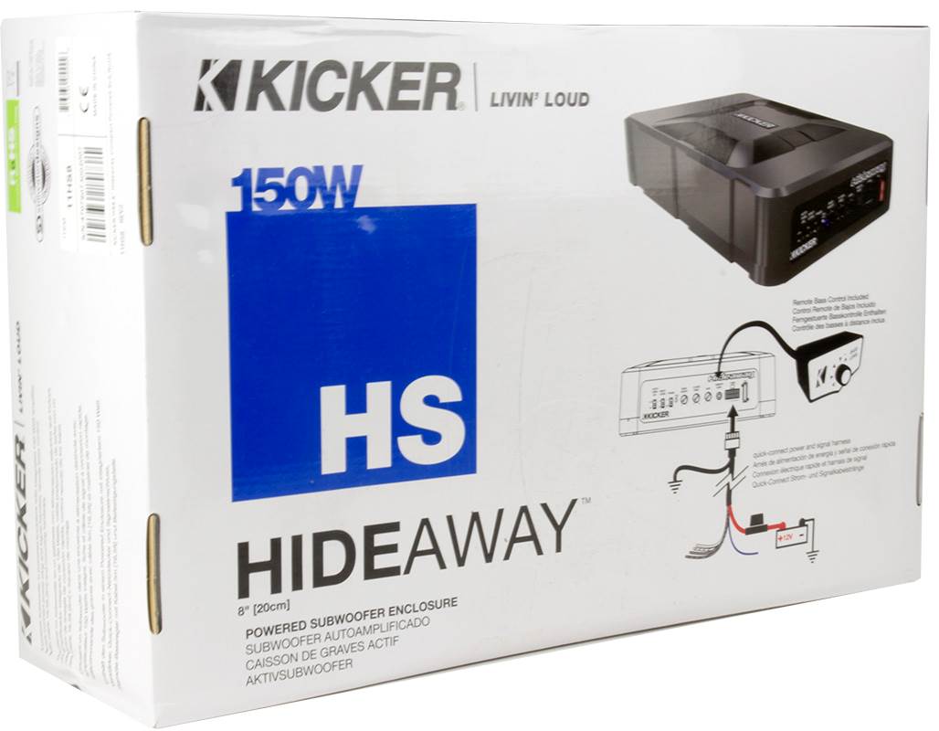 KICKER 11HS8 8" 150W Hideaway Car Audio Powered Subwoofer Sub Enclosure (4 Pack)
