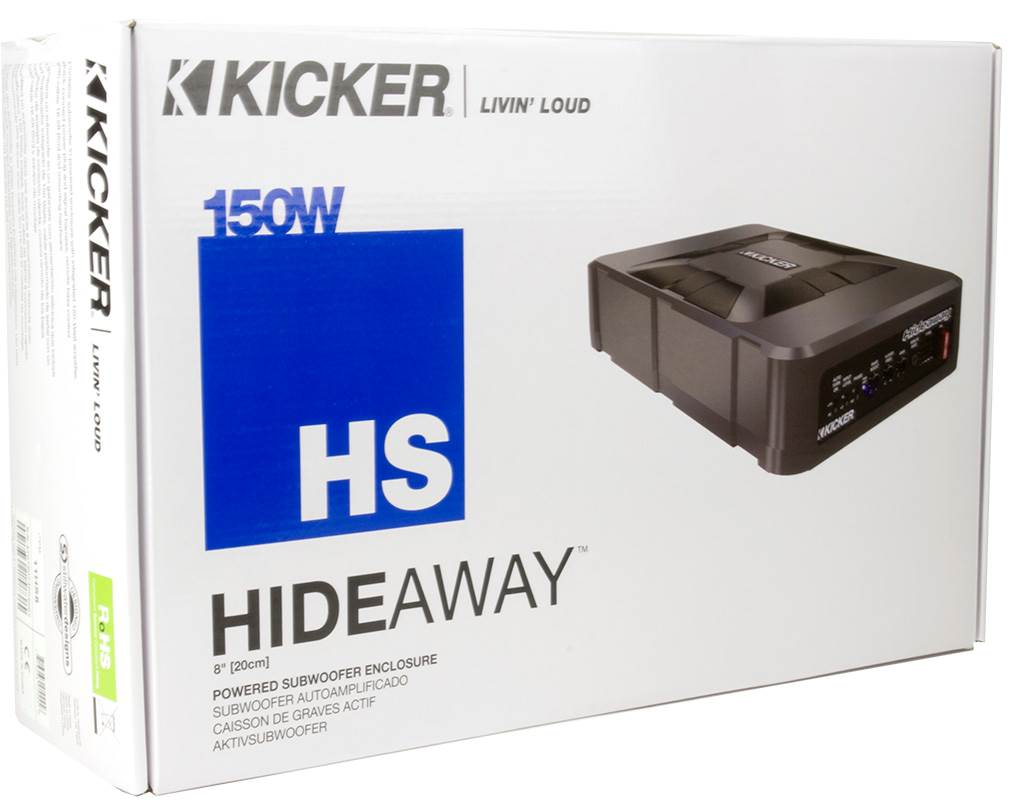 KICKER 11HS8 8" 150W Hideaway Car Audio Powered Subwoofer Sub Enclosure (4 Pack)