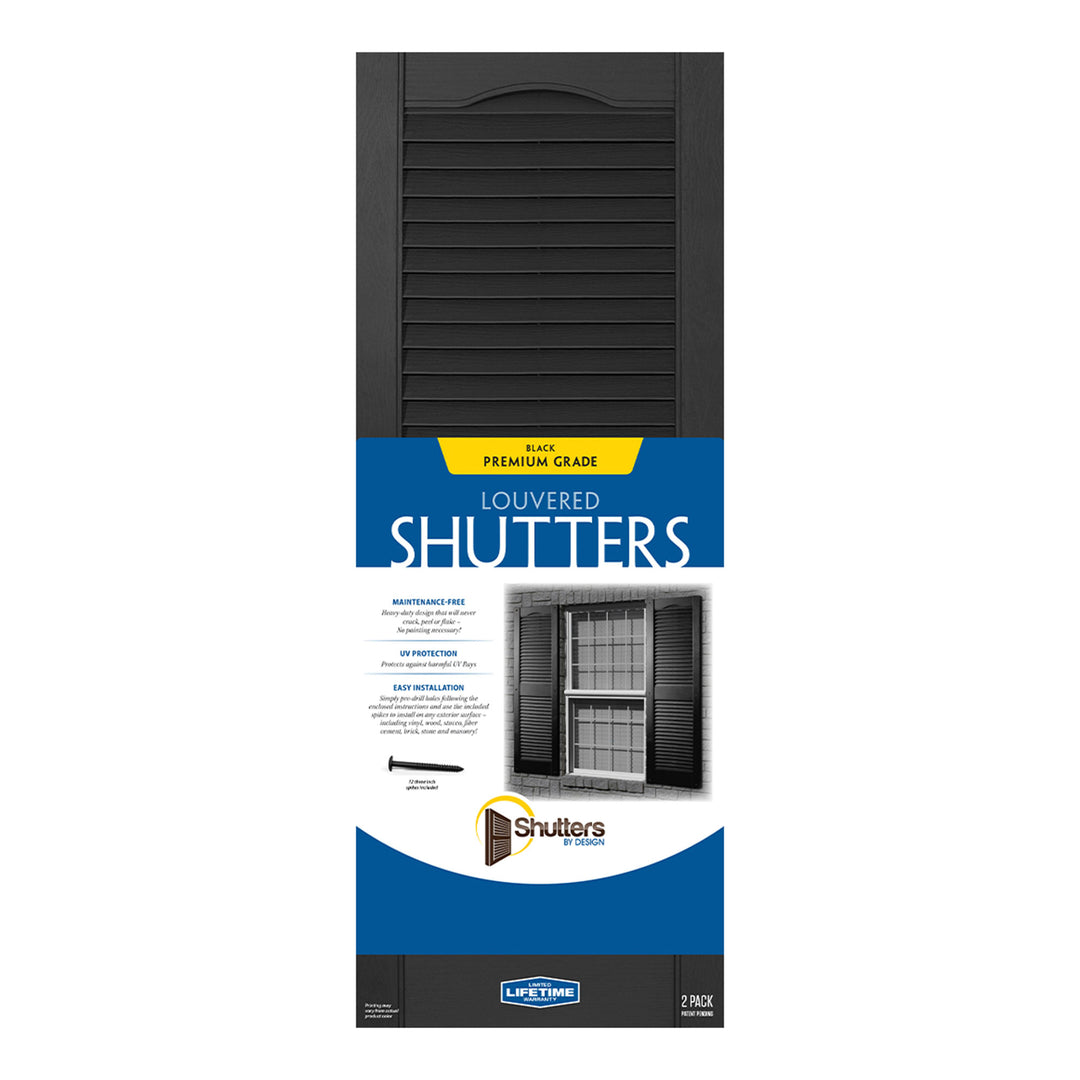 Plastic Development Group 14x67" Exterior Vinyl Louvered Shutters, 4 Pack, Black - VMInnovations