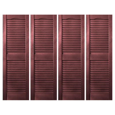Plastic Development Group 14 x 47 Inch Vinyl Louvered Shutters, Bordeaux, 4 Pack - VMInnovations