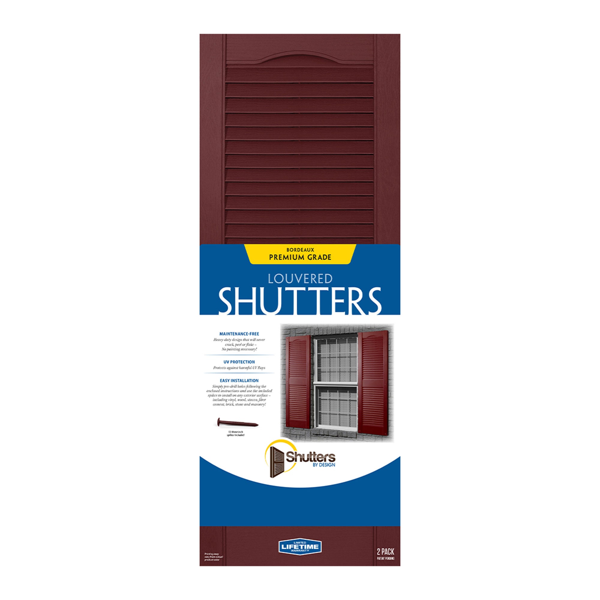 Plastic Development Group 14 x 47 Inch Vinyl Louvered Shutters, Bordeaux, 4 Pack - VMInnovations