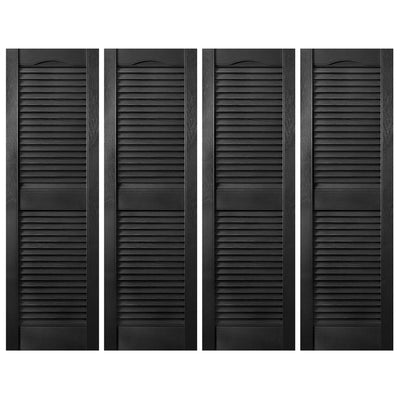 Plastic Development Group 14 x 35 Inch Vinyl Louvered Shutters, 4 Pack, Black - VMInnovations