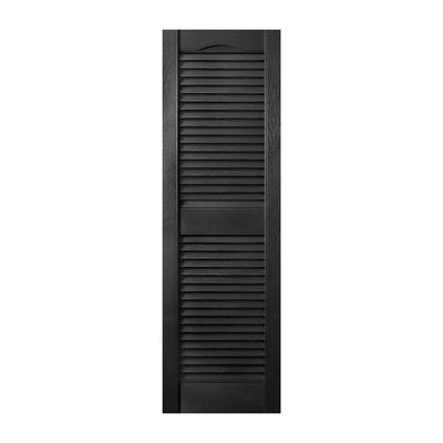 Plastic Development Group 14 x 35 Inch Vinyl Louvered Shutters, 4 Pack, Black - VMInnovations