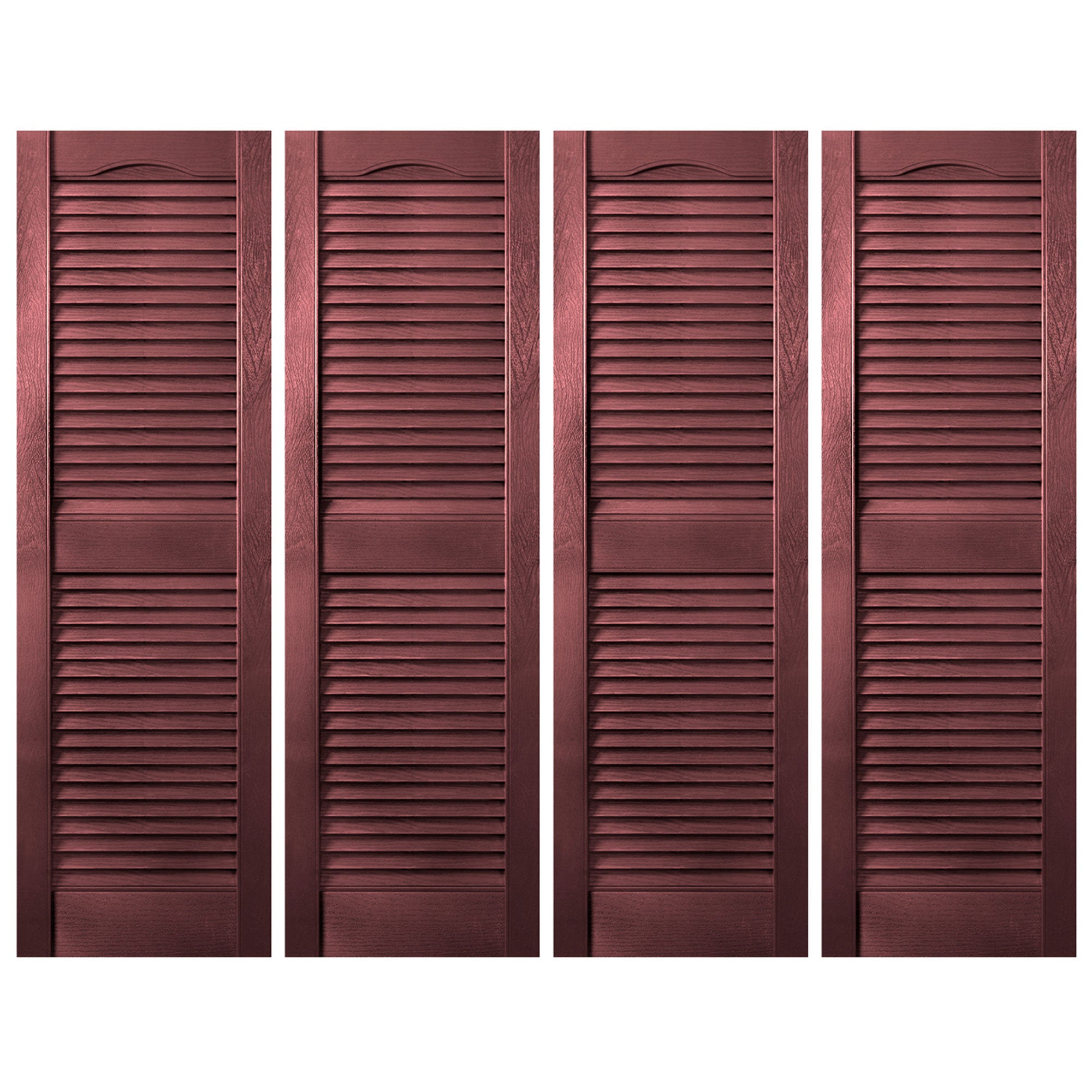Plastic Development Group 14 x 63 Inch Vinyl Louvered Shutters, 4 Pack, Bordeaux - VMInnovations