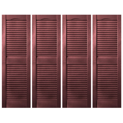 Plastic Development Group 14 x 63 Inch Vinyl Louvered Shutters, 4 Pack, Bordeaux - VMInnovations