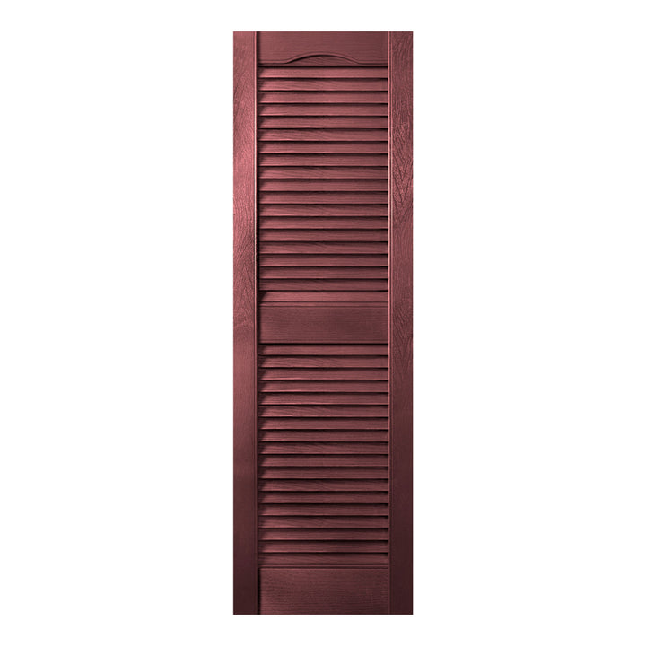 Plastic Development Group 14 x 63 Inch Vinyl Louvered Shutters, 4 Pack, Bordeaux