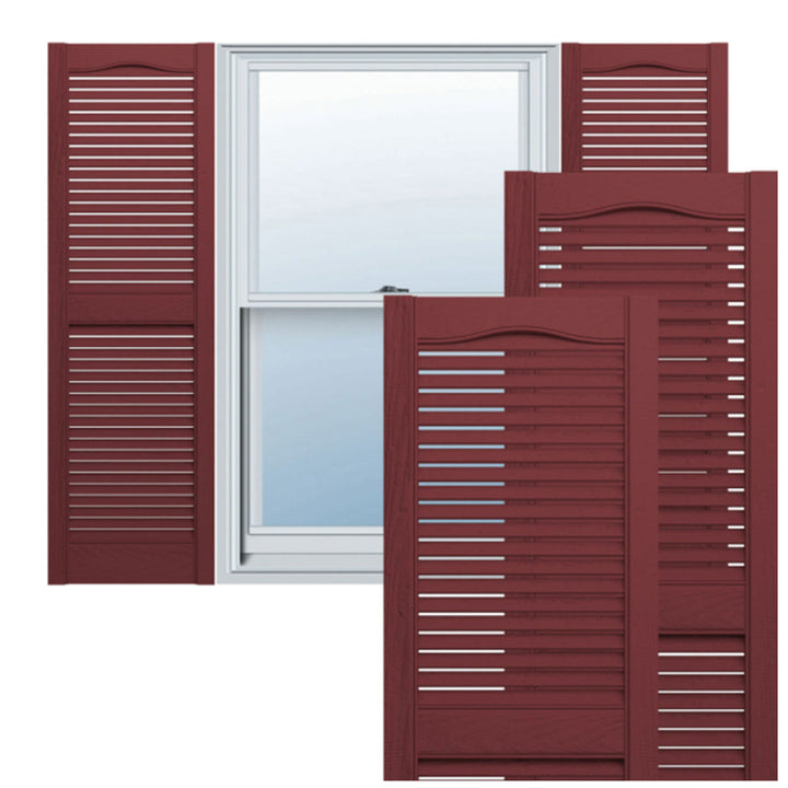 Plastic Development Group 14 x 63 Inch Vinyl Louvered Shutters, 4 Pack, Bordeaux