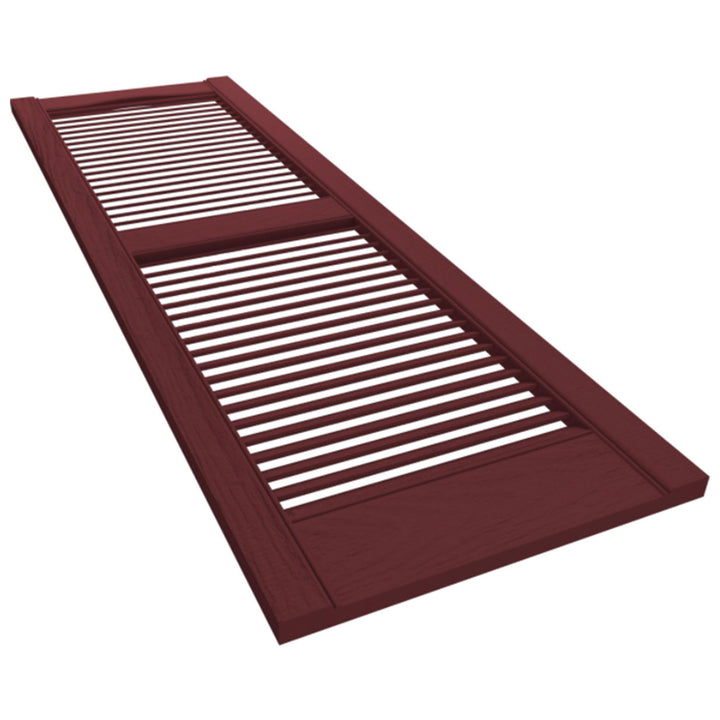 Plastic Development Group 14 x 63 Inch Vinyl Louvered Shutters, 4 Pack, Bordeaux