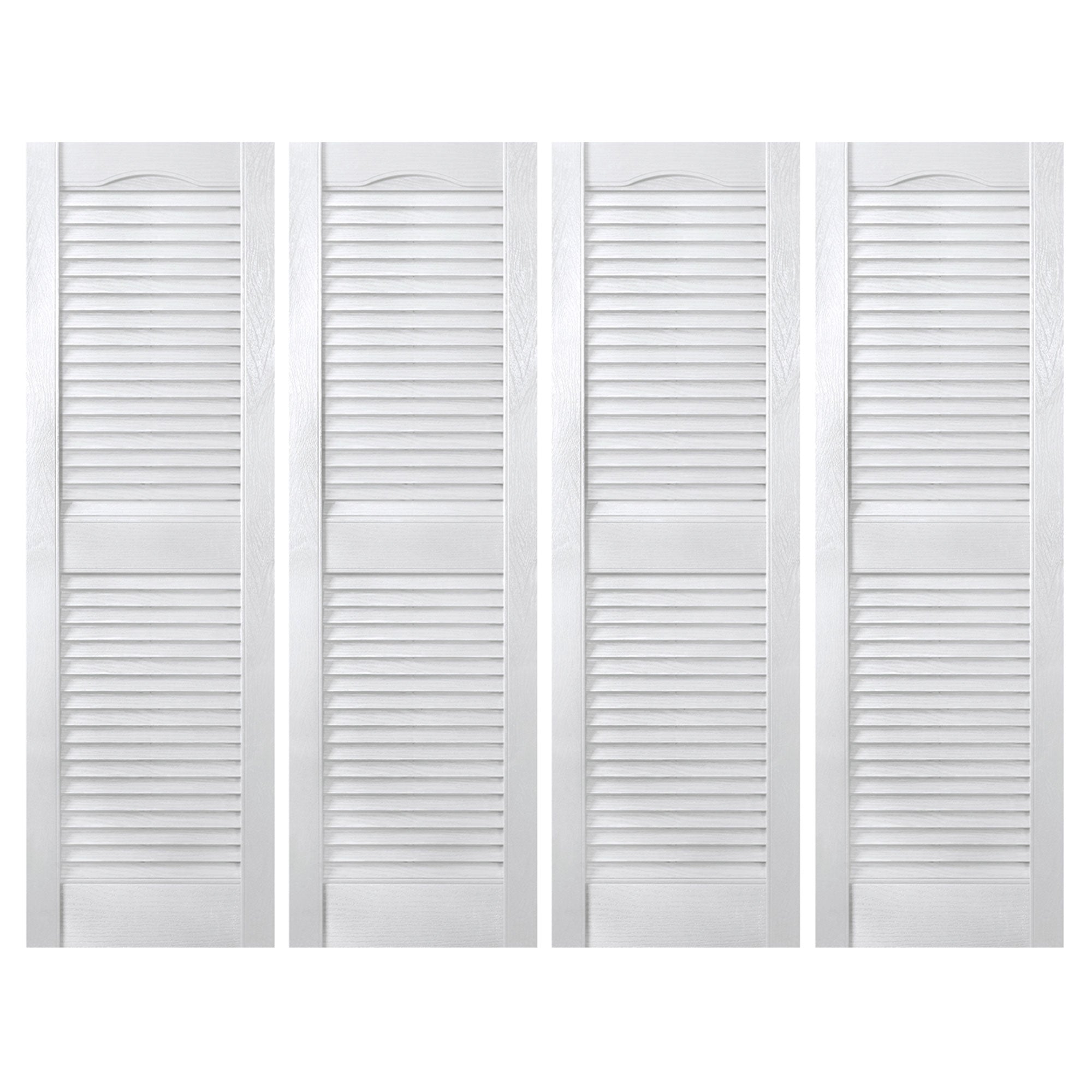 Plastic Development Group 14 x 43 Inch Vinyl Louvered Shutters, 4 Pack, White - VMInnovations