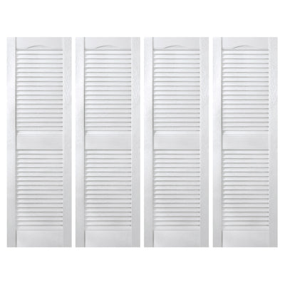 Plastic Development Group 14 x 43 Inch Vinyl Louvered Shutters, 4 Pack, White - VMInnovations