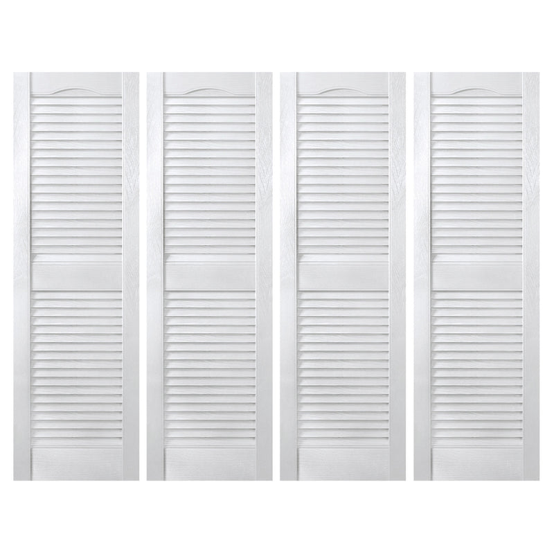 Plastic Development Group 14 x 43 Inch Vinyl Louvered Shutters, 4 Pack, White