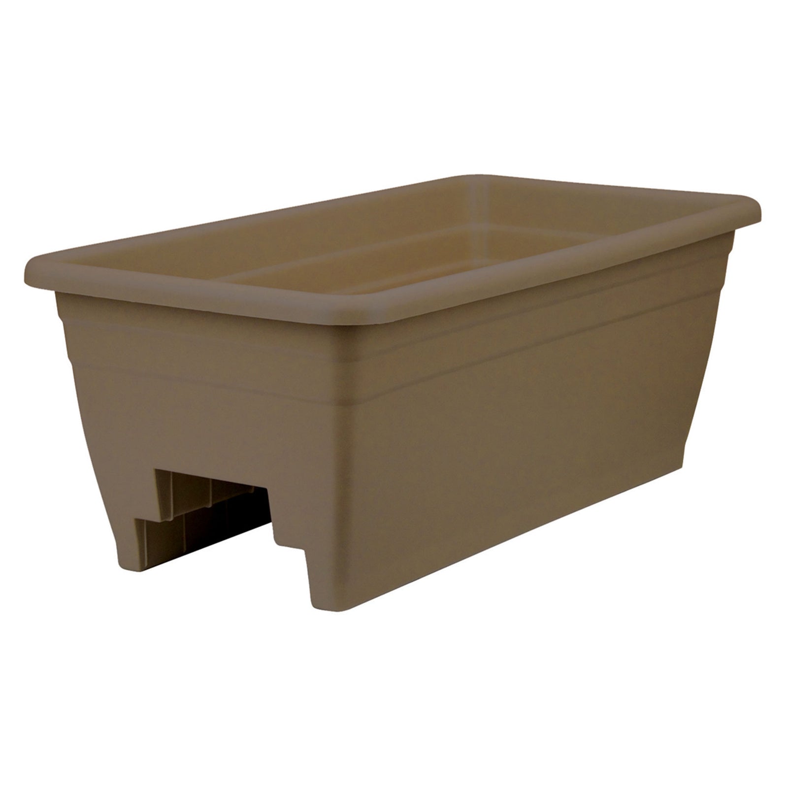 HC Companies 24 Inch Deck Rail Box Planter w/ Drainage Holes, 4 Pack, Chocolate - VMInnovations