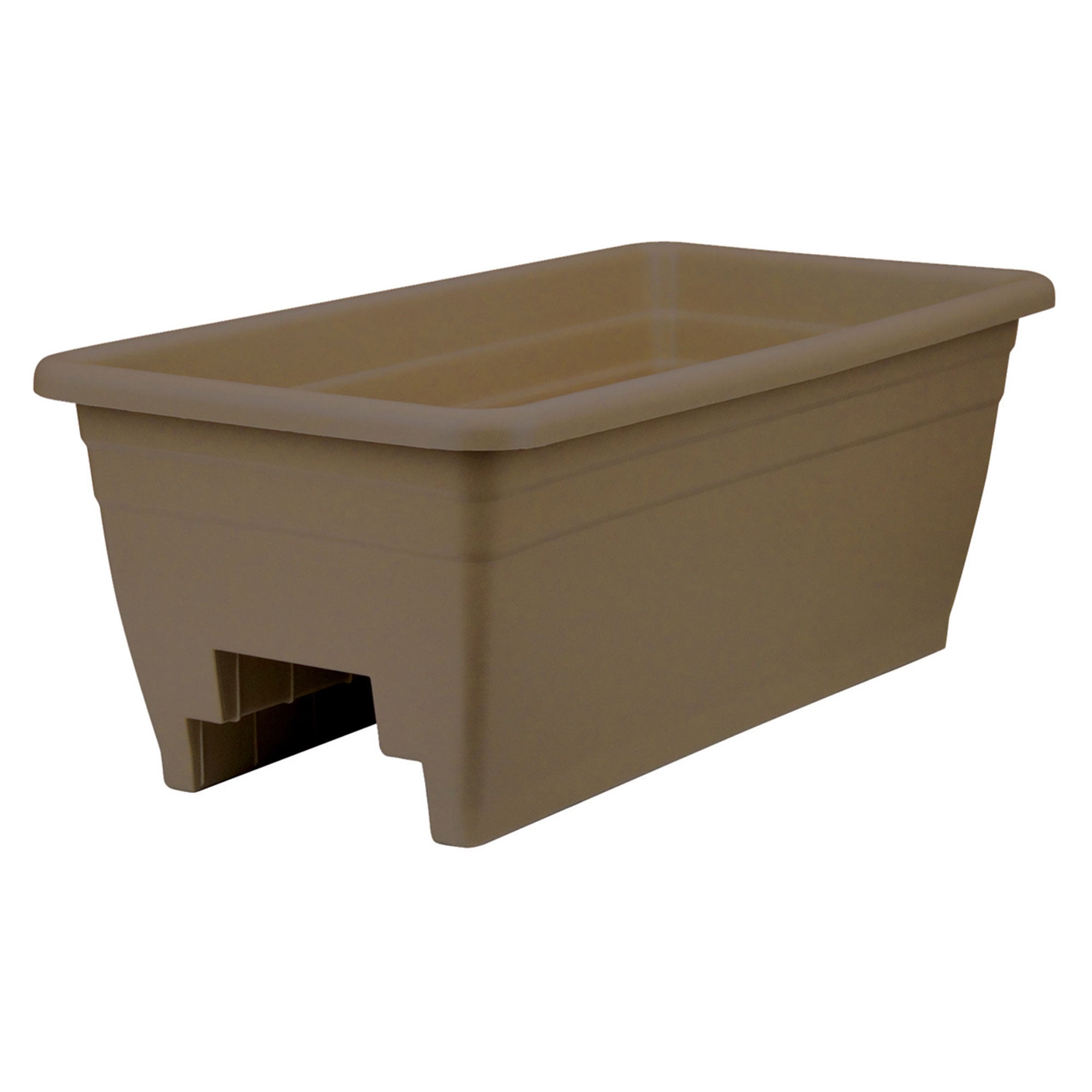 HC Companies 24 Inch Deck Rail Box Planter w/ Drainage Holes, 4 Pack, Chocolate - VMInnovations