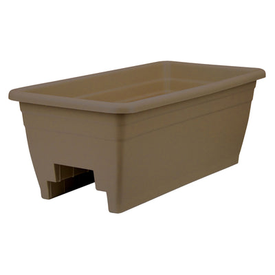 HC Companies 24 Inch Deck Rail Box Planter w/ Drainage Holes, 4 Pack, Chocolate - VMInnovations