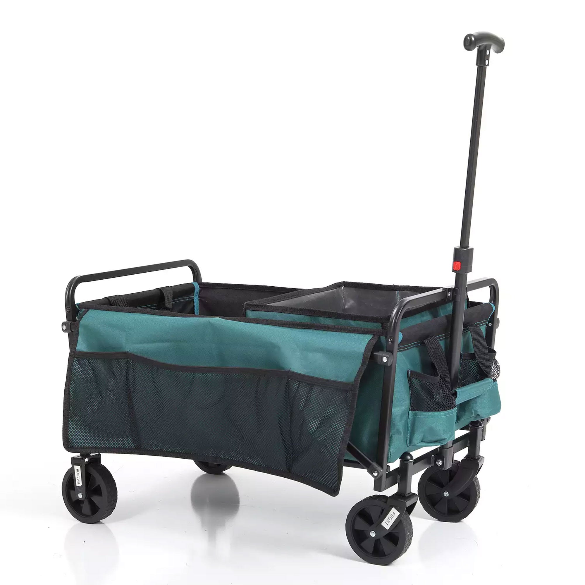 Seina All in One Foldable Garden Wagon with Mulch & Soil Dumper Included, Green - VMInnovations