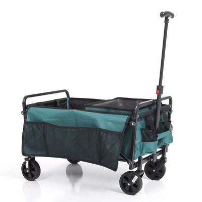 Seina All in One Foldable Garden Wagon with Mulch & Soil Dumper Included, Green - VMInnovations