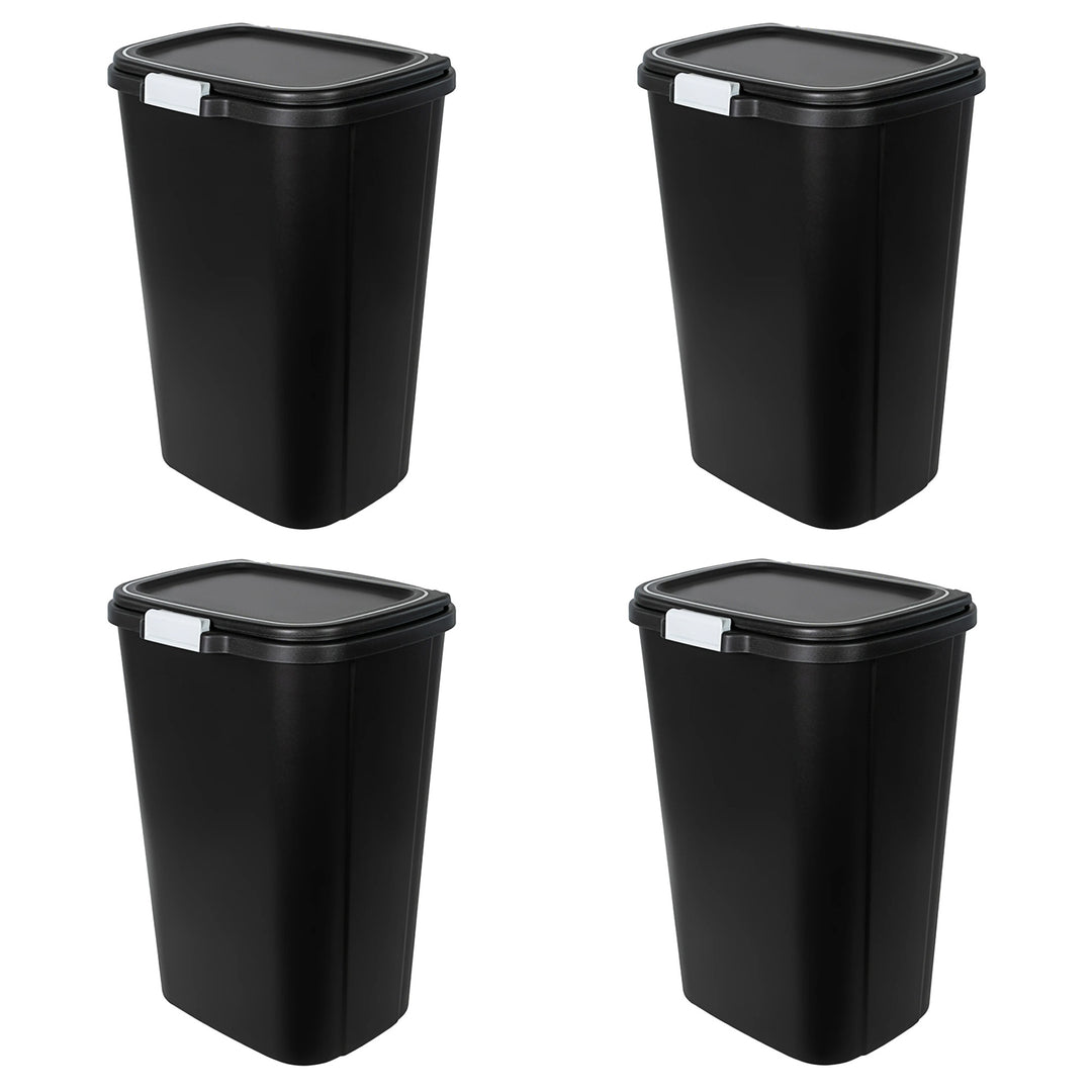 Hefty 13 Gallon Odor Block Touch Top Durable Trash Can, 4 Pk, Black (Open Box)