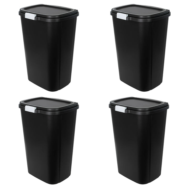 Hefty 13 Gallon Odor Block Touch Top Durable Trash Can, 4 Pk, Black (Open Box)