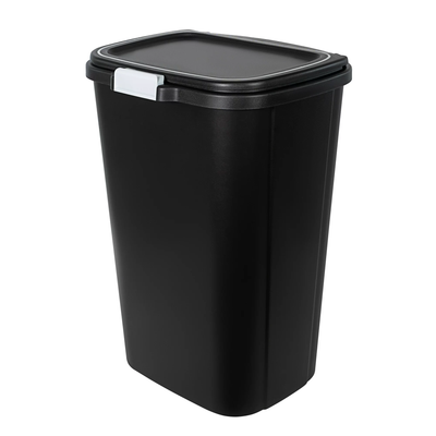 Hefty 13 Gallon Odor Block Touch Top Kitchen Durable Trash Can, 4 Pack, Black