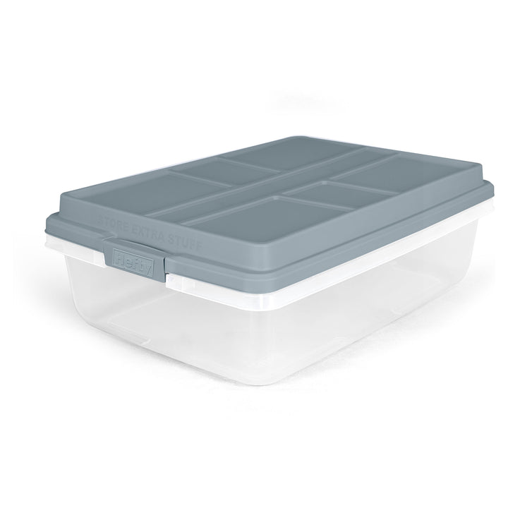 Hefty 40 Qt Stackable Plastic Storage Bin with Lid, 6pk, Smoke Blue (Open Box)