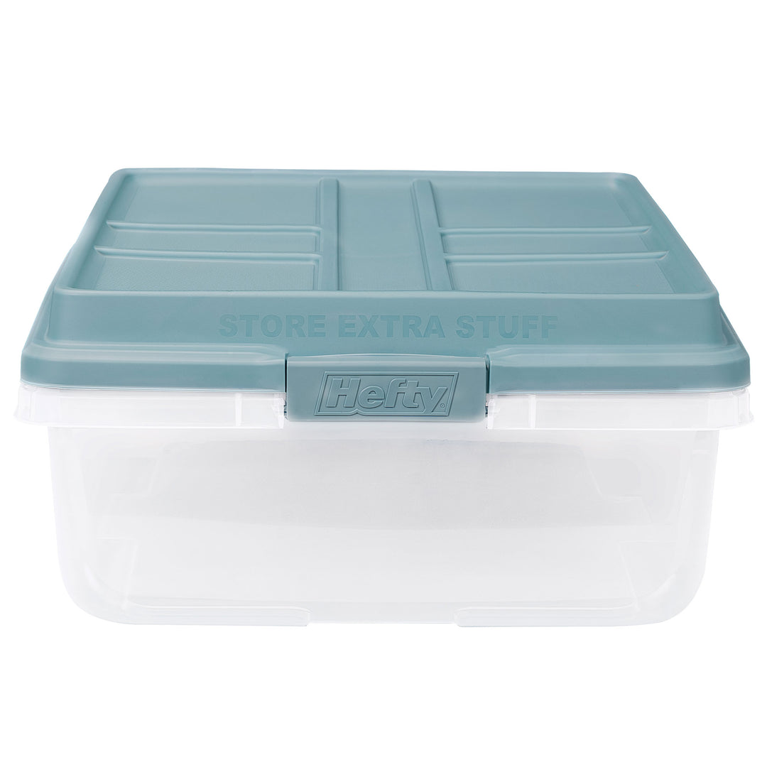 Hefty 40 Qt Stackable Plastic Storage Bin with Lid, 6pk, Smoke Blue (Open Box)