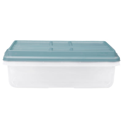 Hefty 40 Qt Hi-Rise Stackable Plastic Storage Bin with Lid, 6 Pack, Smoke Blue