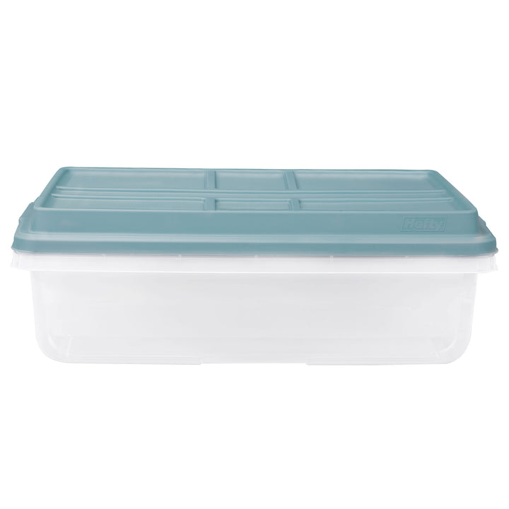 Hefty 40 Qt Stackable Plastic Storage Bin with Lid, 6pk, Smoke Blue (Open Box)