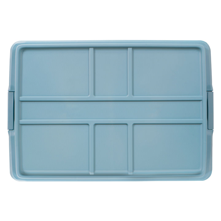 Hefty 40 Qt Hi-Rise Stackable Plastic Storage Bin with Lid, 6 Pack, Smoke Blue