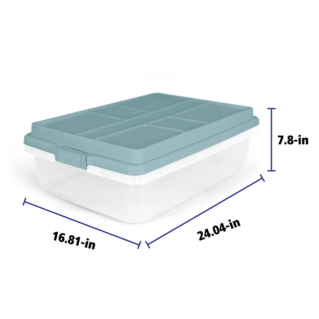 Hefty 40 Qt Hi-Rise Stackable Plastic Storage Bin w/Lid, 6pk, Blue (Open Box)