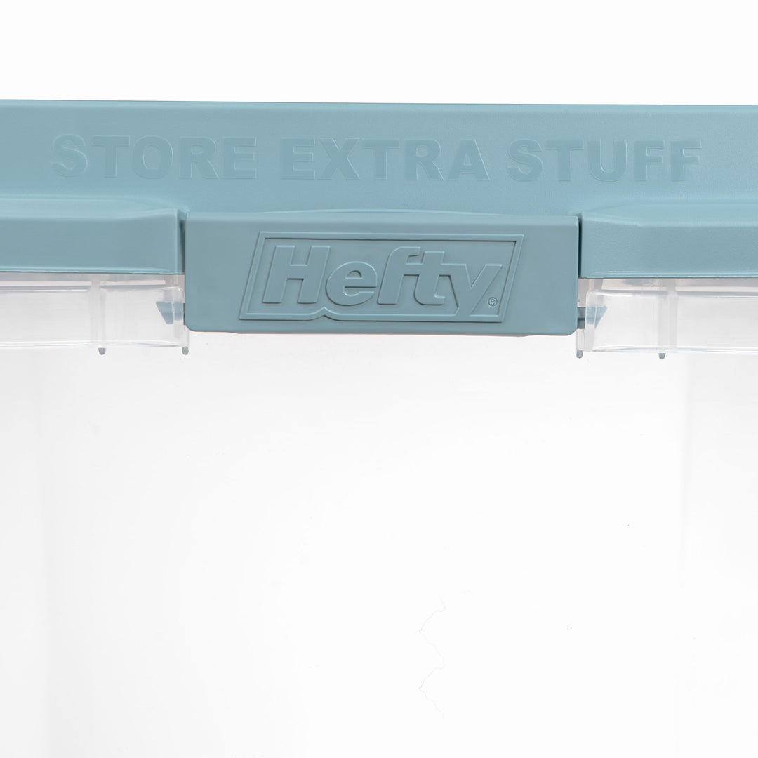 Hefty 40 Qt Stackable Plastic Storage Bin with Lid, 6pk, Smoke Blue (Open Box)