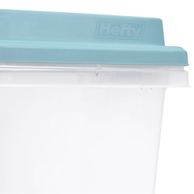 Hefty 40 Qt Hi-Rise Stackable Plastic Storage Bin with Lid, 6 Pack, Smoke Blue