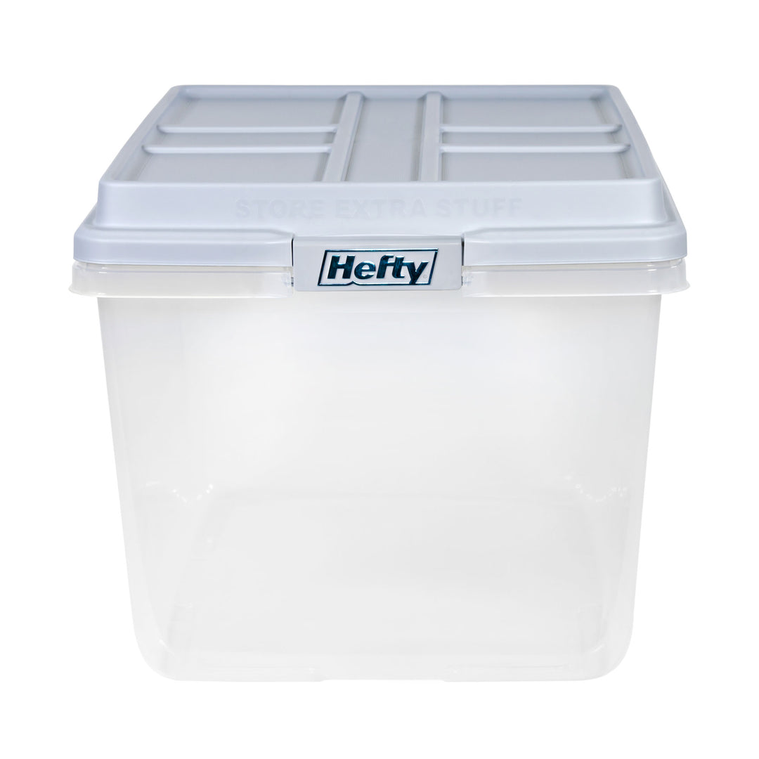 Hefty 72 Qt Hi-Rise Stackable Plastic Storage Bin with Lid, 6 Pack, Gray (Used)