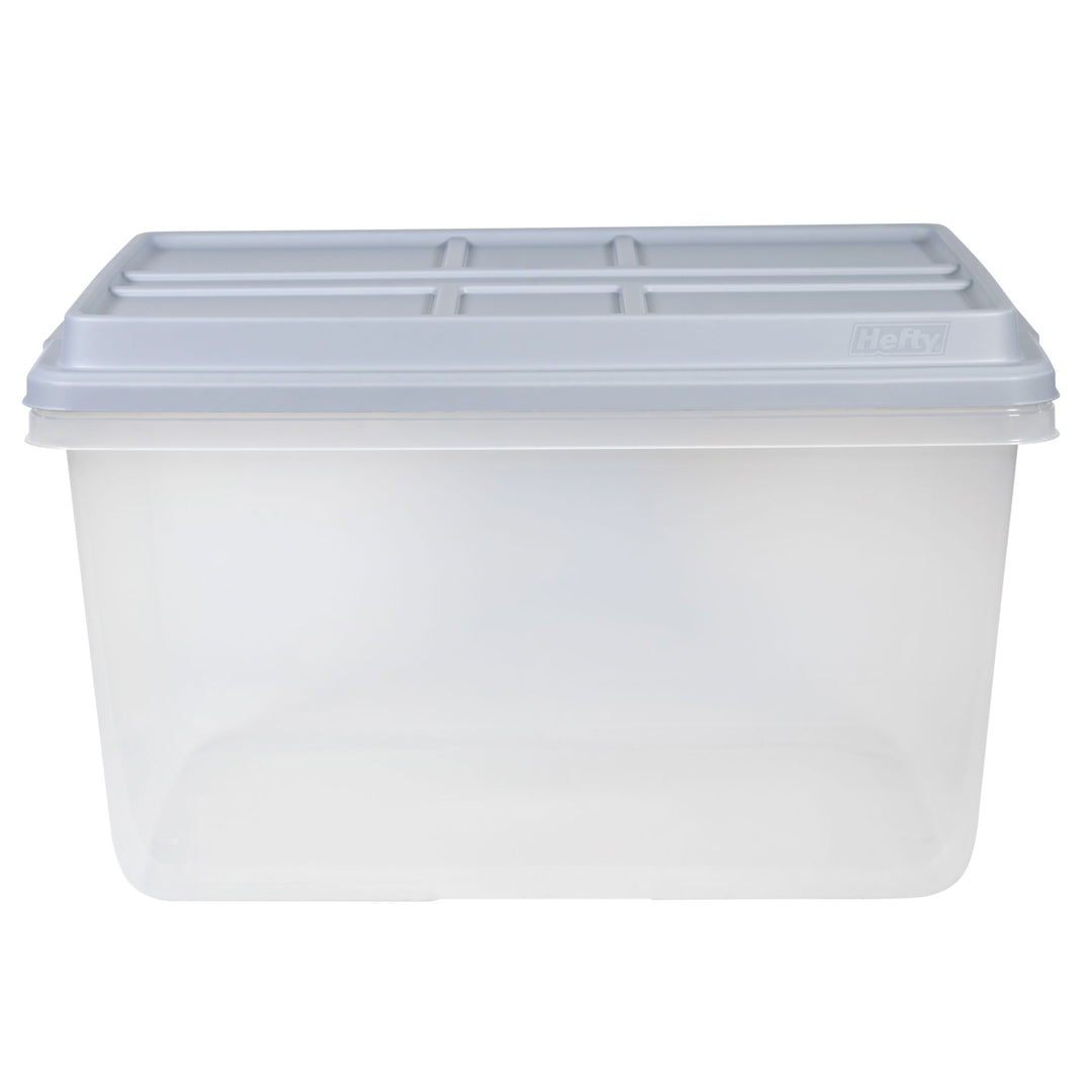 Hefty 72 Qt Hi-Rise Stackable Plastic Storage Bin with Lid, 6 Pack, Quarry Gray