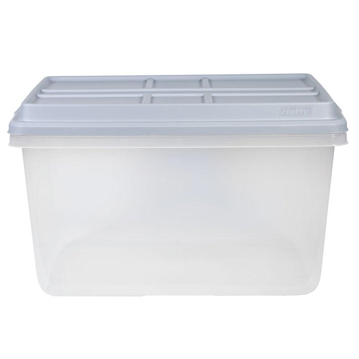 Hefty 72 Qt Hi-Rise Stackable Plastic Storage Bin with Lid, 6 Pack, Quarry Gray