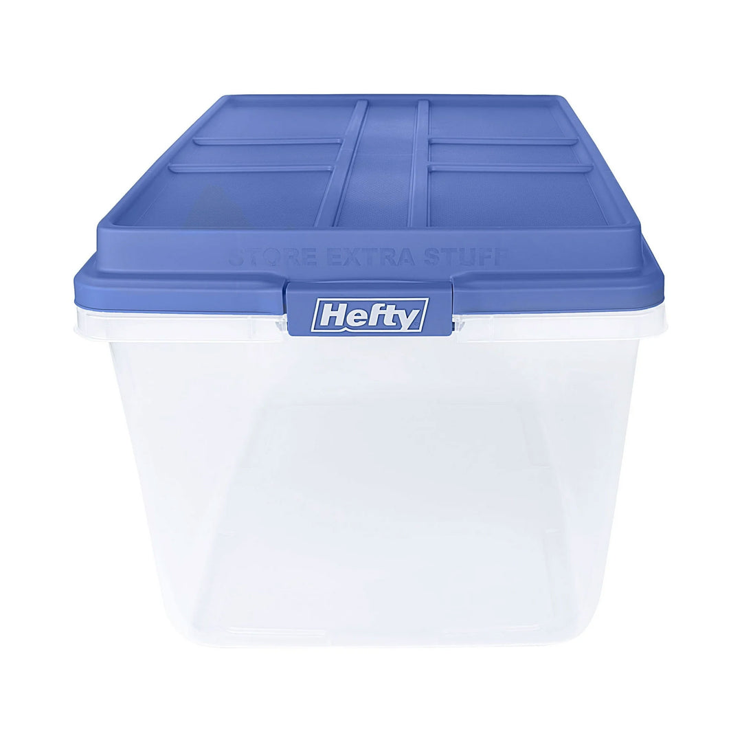 Hefty 72 Qt Hi-Rise Stackable Plastic Storage Container w/Lid, 6 Pack, Blue