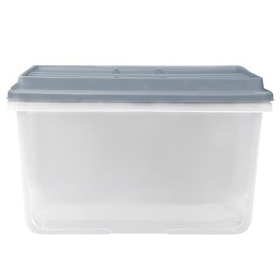 Hefty 72 Qt Hi-Rise Stackable Plastic Storage Bin w/Lid, 6pk, Smoke Blue (Used) - VMInnovations