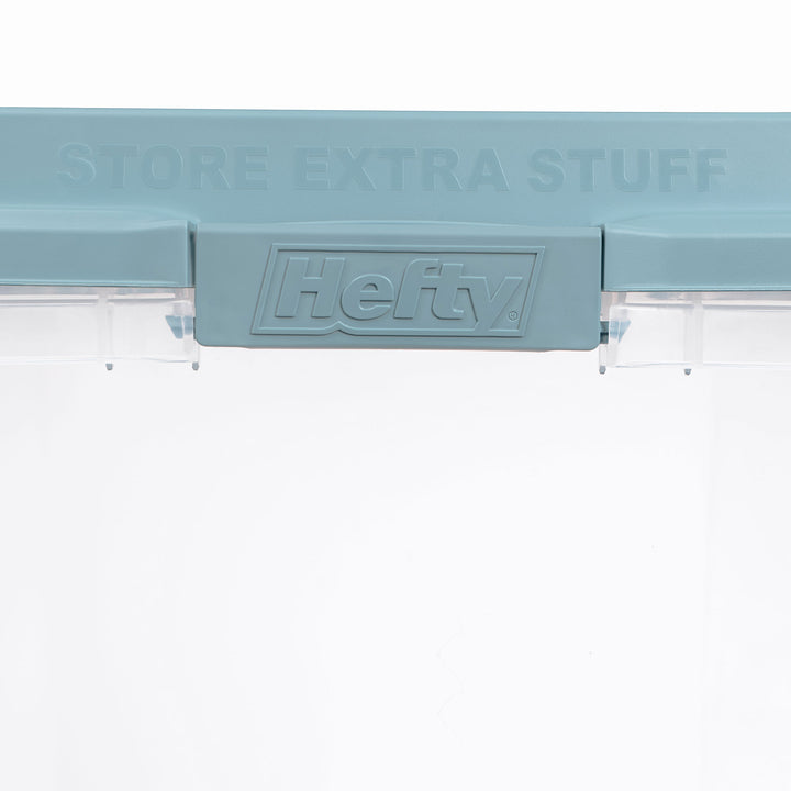 Hefty 72 Qt Hi-Rise Stackable Plastic Storage Bin w/Lid, 6pk, Smoke Blue (Used)