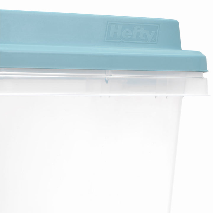 Hefty 72 Qt Hi-Rise Stackable Plastic Storage Bin with Lid, 6 Pack, Smoke Blue