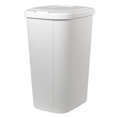 Hefty 13.3 Gallon Touch Top Trash Can with Spring Loaded Lid, 4 Pack, White